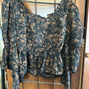 Disturbia Black and Brown Floral Blouse